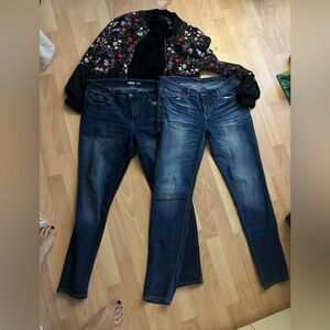 BUNDLE!!! Inc floral bomber jacket, guess top and 2 pair of jeans bundle